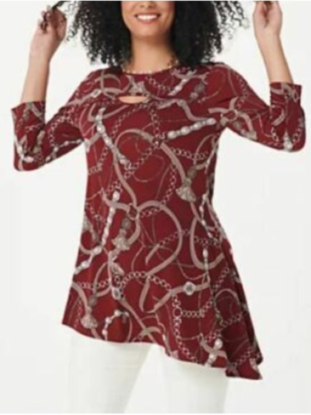 Attitudes by Renee Como Jersey Angled Asymmetrical Hem Tunic Blouse XLP